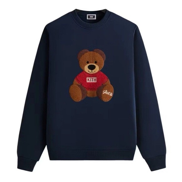 KITH Kithmas 2024 Teddy Nelson Crewneck Nocturnal Blue navy Men’s Size L NWT - Picture 1 of 7